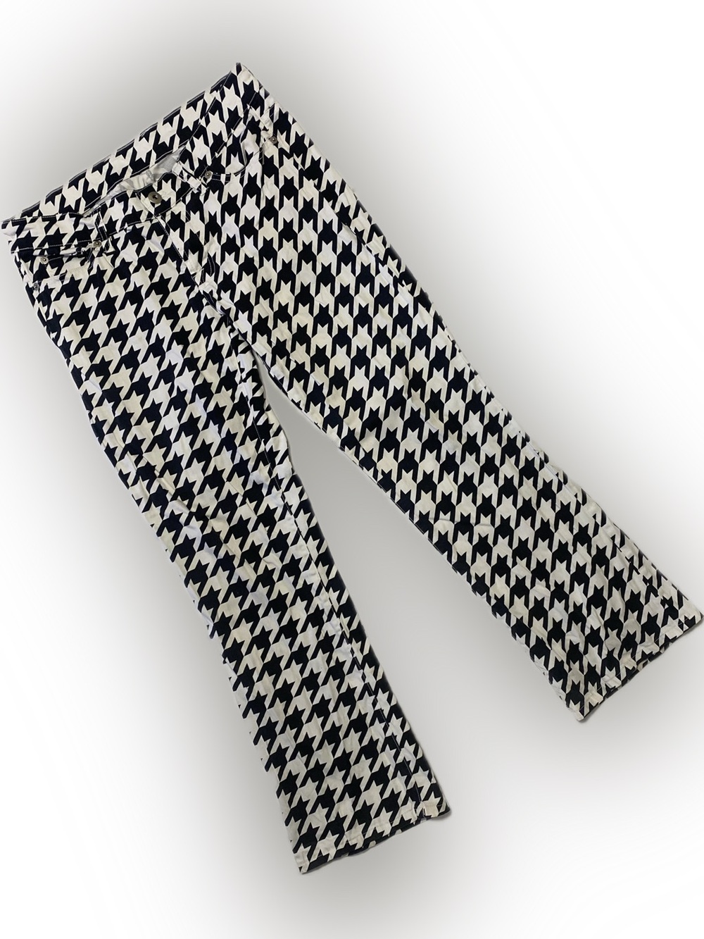 Loudmouth Black & White Houndstooth Straight Leg Pants